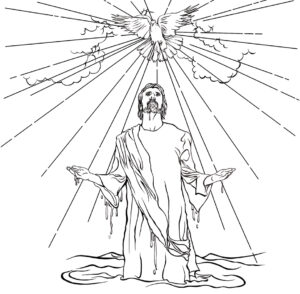 El Espíritu Santo baja sobre Jesús en forma de paloma.