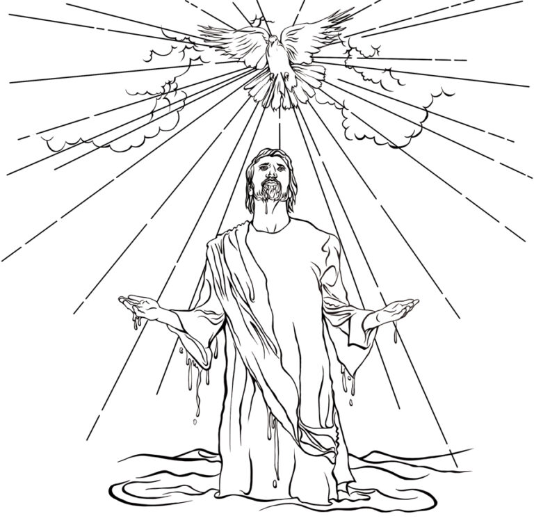 El Espíritu Santo baja sobre Jesús en forma de paloma.