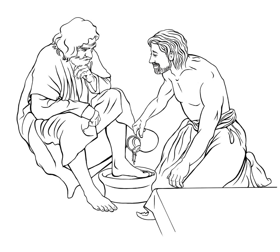 Jesus lava los pies a los discípulos