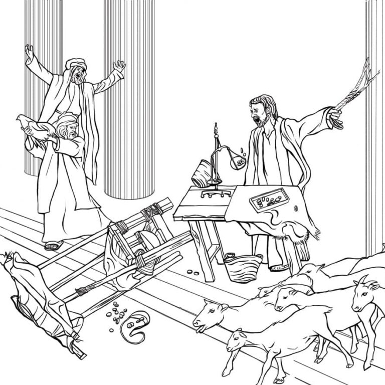 Jesus usa una correa para echar los vendedores fuera del templo.