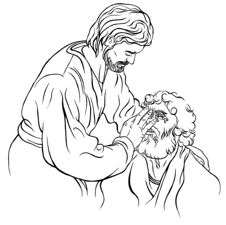 Jesus pone barro en los ojos de un hombre ciego