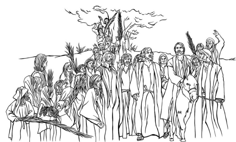 Las personas de Jerusalén reciben a Jesús con hoja de árbol de palma