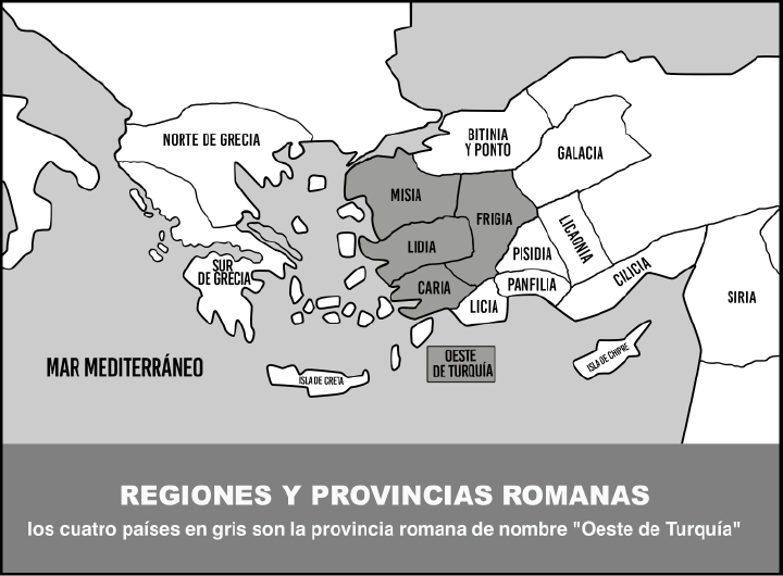Mapa de las regiones y provincias de Roma